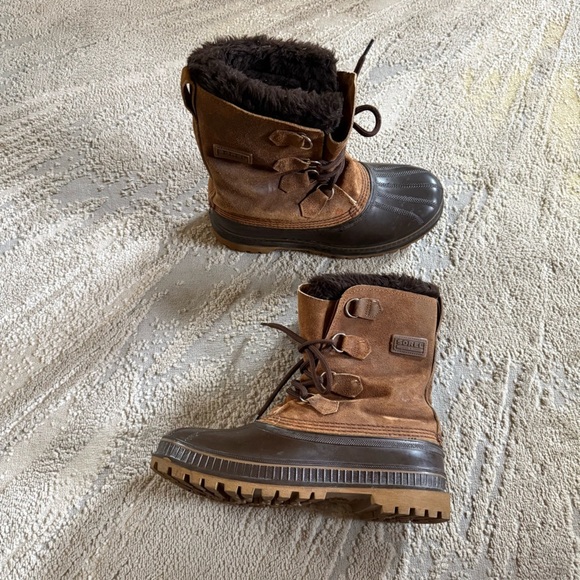 Sorel Steel Shank Leather brown boots Made in USA Winter Boots size 8